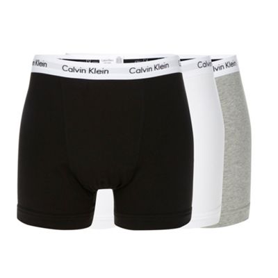 Calvin Klein Underwear Pack of three grey, black and white cotton stretch trunks